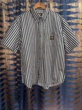 Stan Ray Black & White Vertical Stripe Short-Sleeve Button-Down